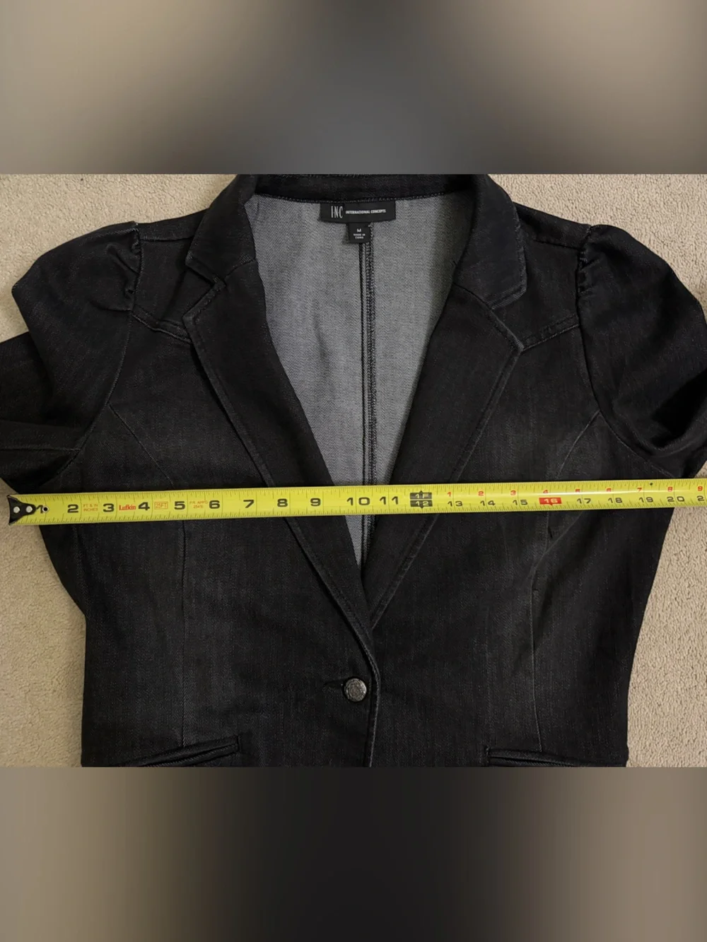 INC International Concepts Black Denim Single-Button Women's Blazer